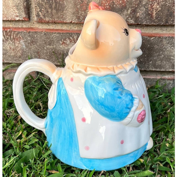 Vintage Teddy Ceramic‎ Teapot Girl Bear Bow - Picture 3 of 5